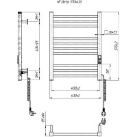 6.1.0400.06.BM Рушникосушка ел. HF Derby 570х430 чорний мат, в комплекті з прих.підкл (1 сорт) Hygge Family фото 4