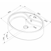 MFAWCC20561WG Func Раковина накладна, овал з базою під змішувач., 56 см, колір білий глянець ( (1 со AM.PM фото 1