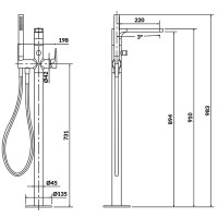 Змішувач для ванни INVERTO окремостоячий золото + ручка золото (1 сорт) CERSANIT-С Україна фото 2