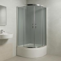 FEN311PDEV NYMFA Душова кабіна + піддон 400мм, скло шиншила, 900х900х2150(2уп) (1 сорт) Devit