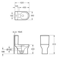 5810020 Life Компакт з кришкою soft-close безобідковий, Vortex Flush,  білий (1 сорт) Devit фото 2