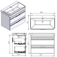 454080W Urbanis Тумба 80 см з раковиною та чорними ручками, біла (1 сорт) Devit фото 6