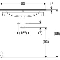 500.995.00.1 Вбудовуваний умивальник Geberit Selnova Square 80см, отвір для змішувача в центрі, пере Geberit фото 3