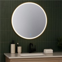 27426 Lorenzo Дзеркало 100 см з підсвіткою (сенсор), колір золотий (1 сорт) Аква Родос фото 6