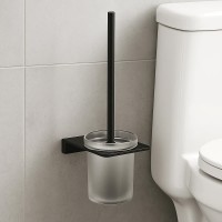4030170B DO IT Щітка для унітазу + тримач чорний матl та склянка з матового скла (1 сорт) Devit фото 2