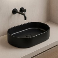 FO02  Folio Раковина овальна накладна, чорна матова (1 сорт) SIMAS фото 2