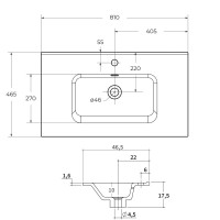 LAV SKY IN CX R 4H  Керамічна раковина глянцева біла 81х46,5х1,6 (1 сорт) Berloni фото 2