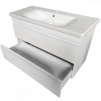 753100W FRAME Біла глянцева тумба 100см з раковиною та сифоном (1 сорт) Devit фото 1