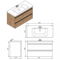 753100O FRAME Тумба натуральний дуб 100см з раковиною та сифоном (1 сорт) Devit фото 5