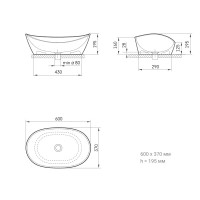 IAMS/00 Amore Раковина 60см з литого (штучного) каменю Silkstone, колір білий мат (1 сорт) PAA фото 3