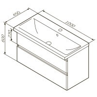 M85-FHX1002-WC1002WG38 X-Joy, База з раковиною, підвісна, 100 см, 2 ящика, білий глянець (1 сорт) AM.PM фото 5