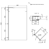W90UBS-080-140BT Gem шторка на борт ванни 80х140, фіксована, профіль чорний, скло прозоре (1 сорт) AM.PM фото 1