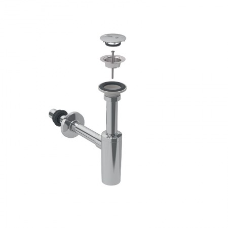 151.020.21.1 Сифон д/раковини із з'єднувальним елементом та кришкою зливного отвору, хром глянцевий  Geberit