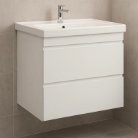 753080W FRAME Біла глянцева тумба 80см з раковиною та сифоном (1 сорт) Devit фото 5