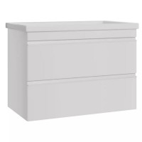 753080W FRAME Біла глянцева тумба 80см з раковиною та сифоном (1 сорт) Devit