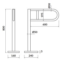 K97-036 ETIUDA Поручень напольний для туалету 60 см, відкидний (1 сорт) CERSANIT-С Україна фото 1