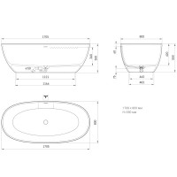 VABELL/00 BELLA Ванна окремостояча 170*80 см з литого (штучного) каменю, з інтегрованим сифоном, біл PAA фото 5