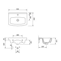 K119-079Умивальник меблевий CERSANIA 55 ONE HOLE з отвором для змішувача, з переливом, білий глянець MITO фото 2