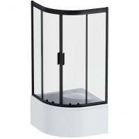 W90UG-401A090BT Душ. кабіна Gem Deep 1/4 Round 90x90 скло прозоре, профіль чорний мат, без піддону ( AM.PM