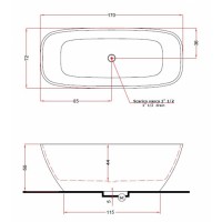 V297BO/V2970XBO800S BRIO Ванна із штучного каменю 170 x 72 x 56h, білий матовий (1 сорт) TREESSE фото 1