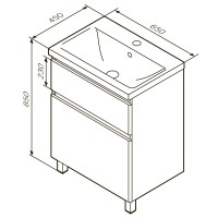 M85-FSX0652-WC0652WG38 X-Joy, База з раковиною, на підлогу, 65 см, 2 ящика, білий глянець (1 сорт) AM.PM фото 5