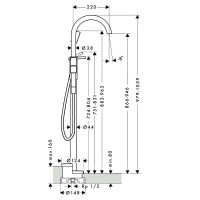 48440820 AXM Одноважільний змішувач для ванни для встановлення на підлозі, brushed nickel (1 сорт) Axor фото 1