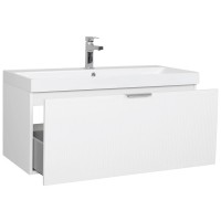 30969 Тумба Fabio (білий мат) з умивальником Fabio 100 см (консольна) ручка хром (1 сорт) Аква Родос фото 4