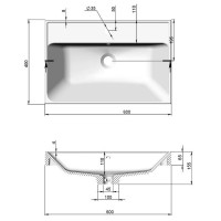 32215 Тумба Fabio (кашемір) з умивальником Fabio 60 см (консольна) ручка чорна (1 сорт) Аква Родос фото 8