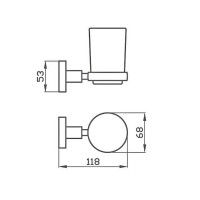 25060 GLORIA GUN METAL Склянка для зубних щіток, скло (1 сорт) Аква Родос фото 1
