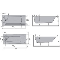 HAR17070 Harmony Ванна 170x70 см + ніжки, біла (1 сорт) Devit фото 2