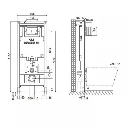 890827 OLI80 Інсталяція механічна+ клавішею Narrow, хром (1 сорт) OLI