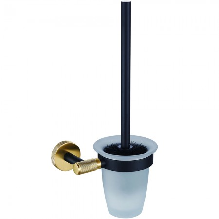 27509 (9229) LORENZO BLACK GOLD Щітка для унітаза, скло, чорна + золото (1 сорт) Аква Родос
