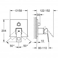 24094000 Eurocube зовнішня частина змішувача на 3 споживача, хром (1 сорт) Grohe фото 3