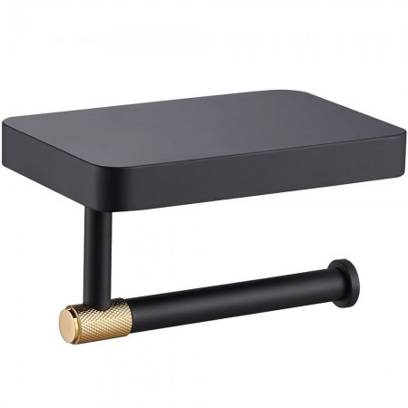 27507 (9226) LORENZO BLACK GOLD Тримач для паперу з підставкою для мобільного тел., чорний + золото  Аква Родос