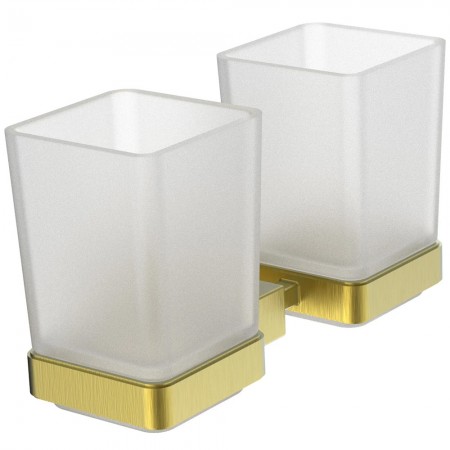 27494 (8928C) ORLANDO GOLD Склянка для зубних щіток подвійна, скло, золото (1 сорт) Аква Родос