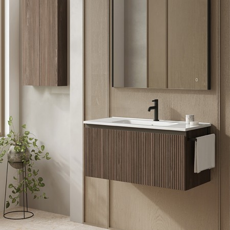 131789+126224  Тумба VORA 80  1 ящ, +   раковина біла ENZO,  WALNUT NOTE (1 сорт) ROYO