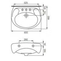 K44-138  EKO 2000 Раковина 60 з отвором для змішувача, білий глянець (плівка) (1 сорт) MITO фото 2