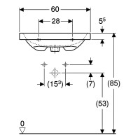 501.841.00.1 iCon Light Раковина 60 см, отв.для зміш., з переливом, скорочений виліт, колір білий гл Geberit фото 2