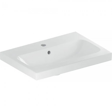 501.841.00.1 iCon Light Раковина 60 см, отв.для зміш., з переливом, скорочений виліт, колір білий гл Geberit
