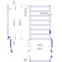 2.2.1702.03.BM Рушникосушка електр. Токіо-I  800х500/80 TR К, колір чорний мат (1 сорт) Mario фото 1