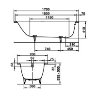 111800010001 Mod.363-1 Saniform Plus Ванна 170х70 (1 сорт) Kaldewei фото 1