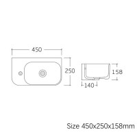 450250L Do It Раковина підвісна/меблева 450х250 см, 1 отвір під змішувач зліва, білий глянець (1 сор Devit фото 1