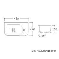 450250R Do It Раковина підвісна/меблева 450х250 см, 1 отвір під змішувач справа, білий глянець (1 со Devit фото 1