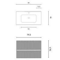 131767+126224    Тумба VORA 80  2  ящ, +   раковина біла ENZO, MATT SAND (1 сорт) ROYO фото 2
