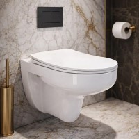 3810825 Simple Підвісний безобідковий унітаз з кришкою soft-close, Vortex Flush, білий глянець (1 со Devit фото 2