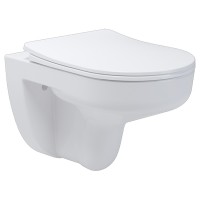 3810825 Simple Підвісний безобідковий унітаз з кришкою soft-close, Vortex Flush, білий глянець (1 со Devit
