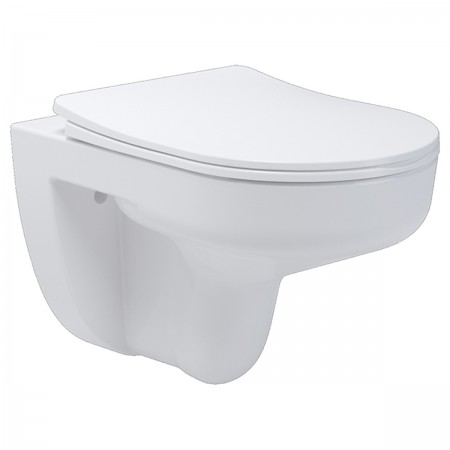 3810825 Simple Підвісний безобідковий унітаз з кришкою soft-close, Vortex Flush, білий глянець (1 со Devit