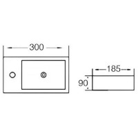 180300L Linea Раковина підвісна/меблева 300х180 см, 1 отвір під змішувач зліва,  білий глянець (1 со Devit фото 2