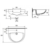 K08-262 PRESIDENT Раковина 60 ONE HOLE з отвором для змішувача (картон) (1 сорт) MITO фото 2