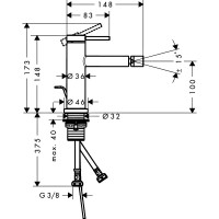 73201000 Tecturis S Змішувач для біде з д/к, хром (1 сорт) HANSGROHE фото 1